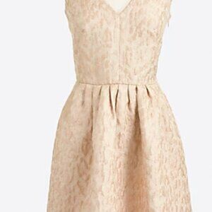 J.Crew Flared V-neck jacquard dress in rose gold, 12, NWT